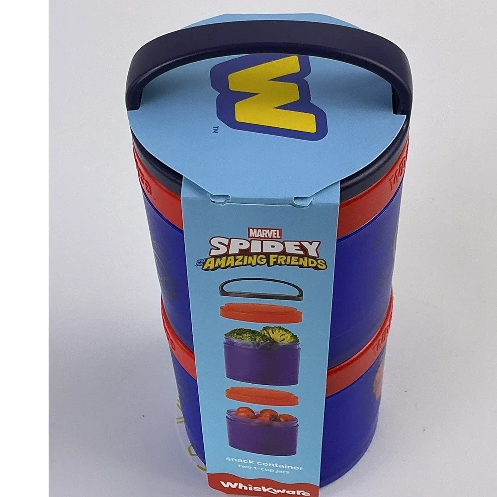 Marvel Spidey Amazing Friends Stackable Snack Container Two 1 Cup Jars Whiskware